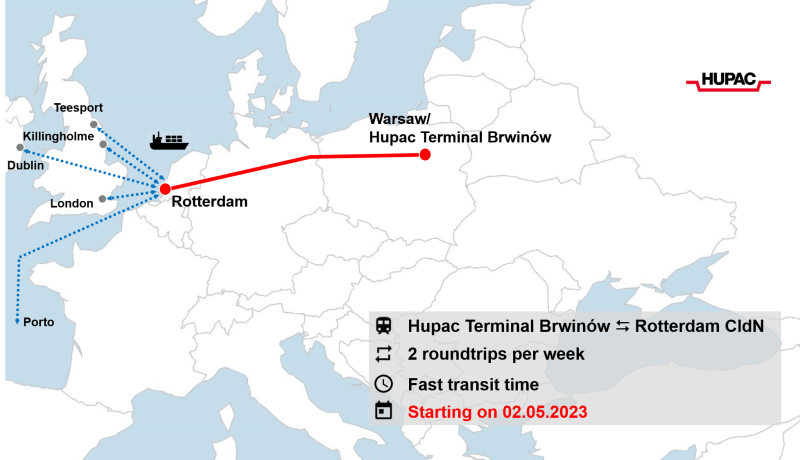 Hupac: w maju rusza transport towarów koleją z Warszawy do Rotterdamu