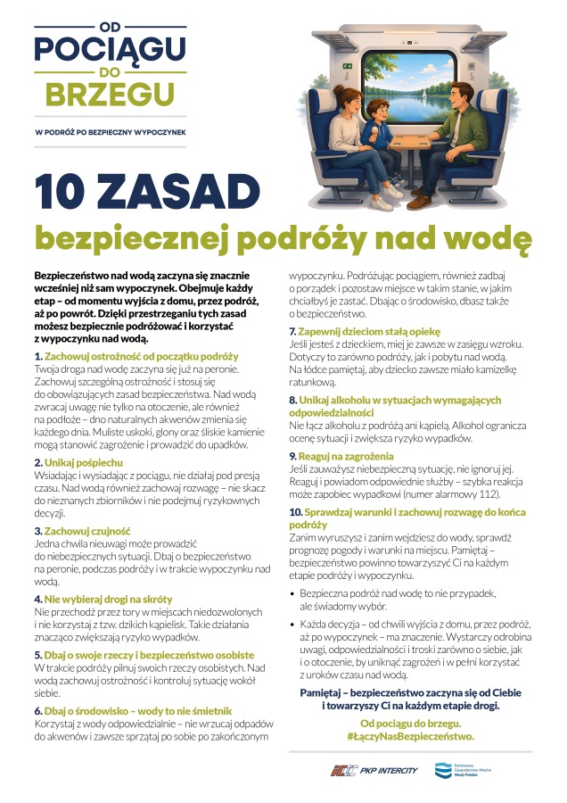 W podróż po bezpieczny wypoczynek – ruszyła wakacyjna akcja Wód Polskich i PKP Intercity